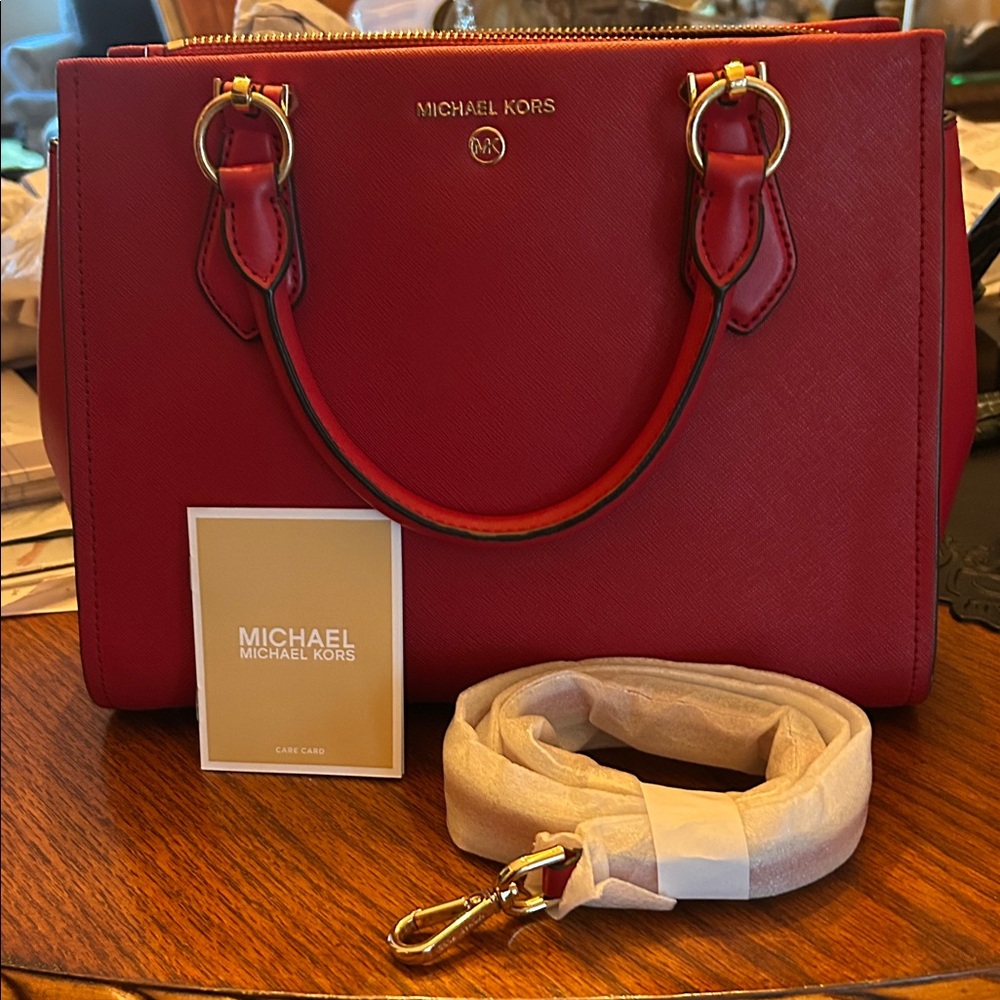 Michael Kors MARILYN  Red Saffiano leather Satchel